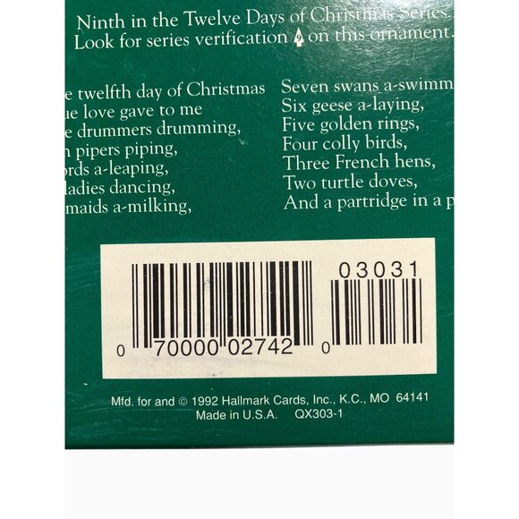 Hallmark Keepsake Ornament 1992 Twelve Days Of Christmas Nine Ladies Dancing - Picture 5 of 10